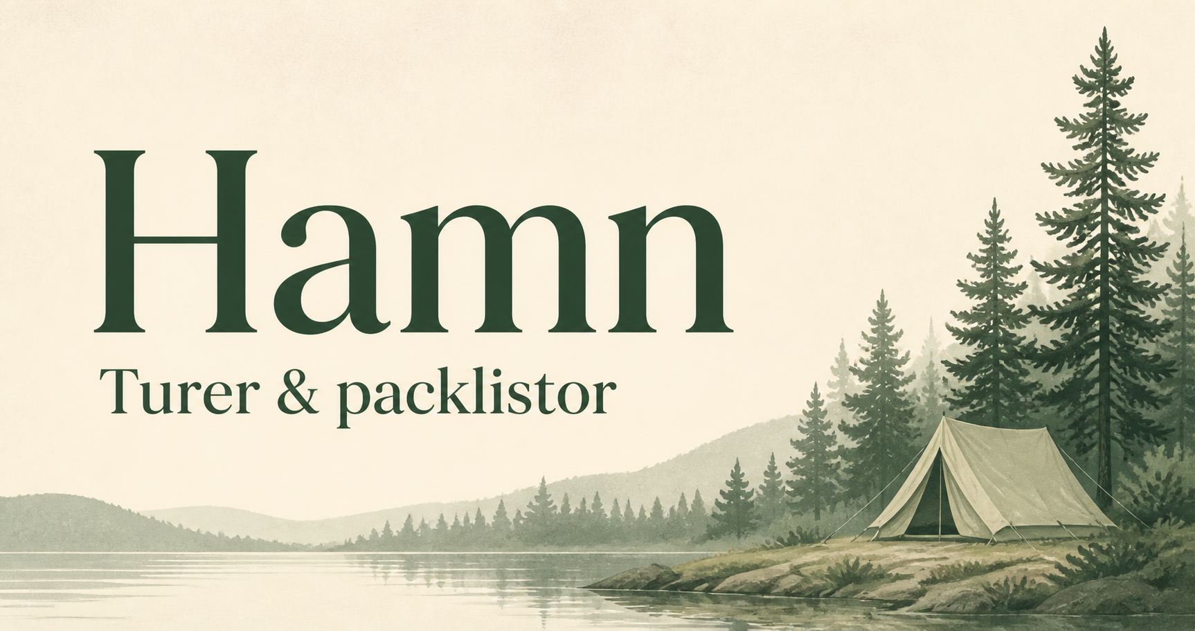 Illustration av ett tält vid en sjö, Hamn – turer och packlistor